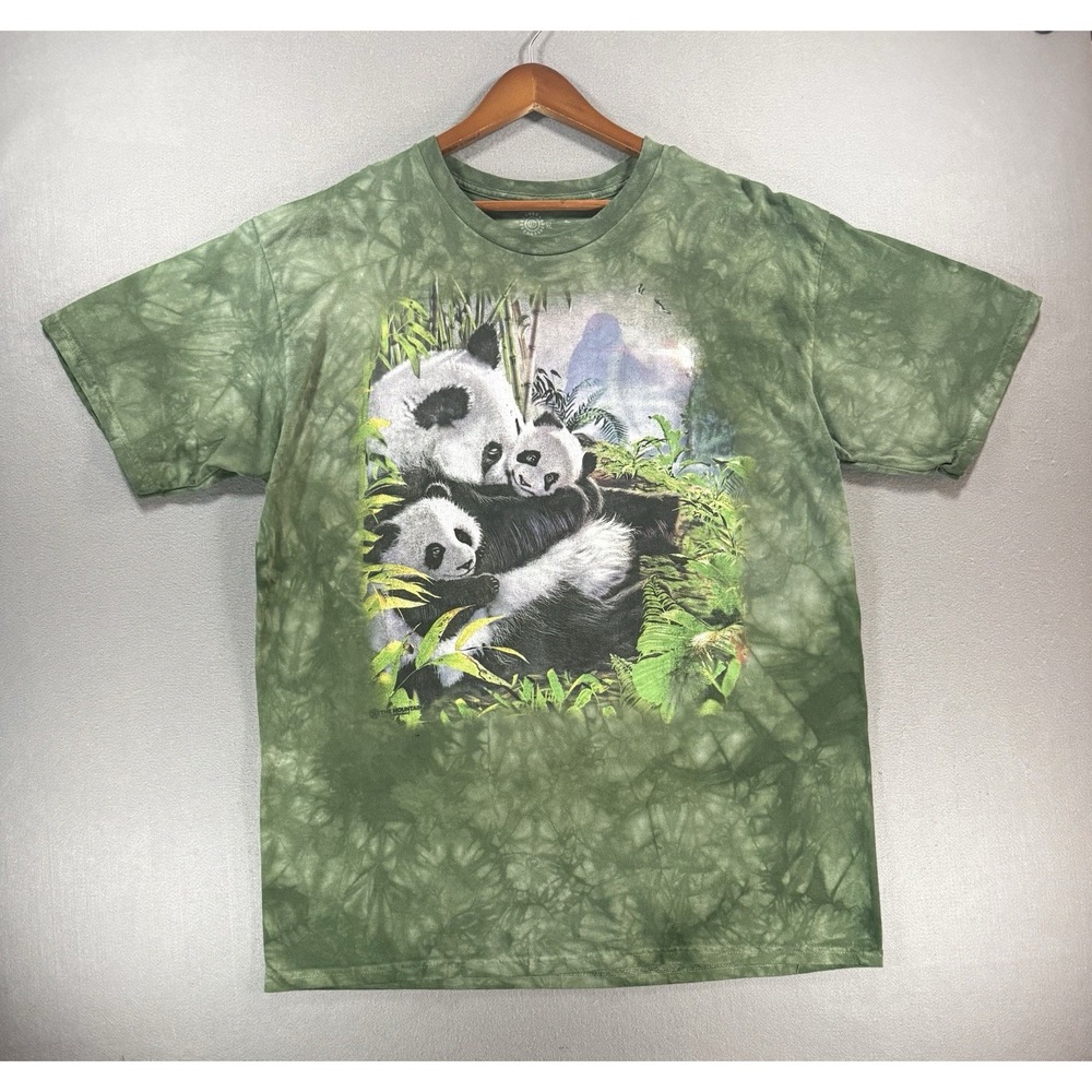 The Mountain Panda Cuddles Green Tie Dye T-Shirt Men's Size XL